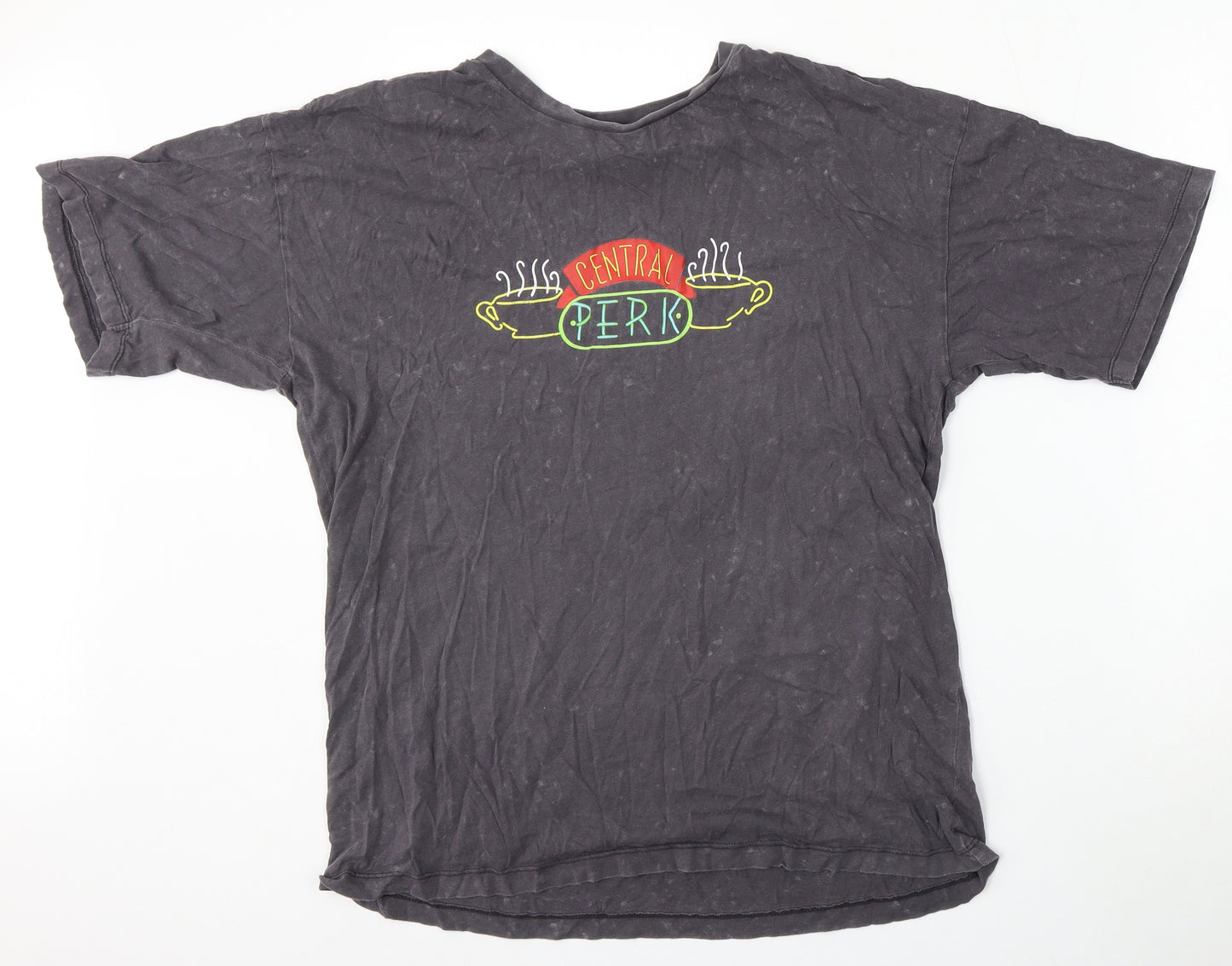 Primark Womens Grey  Cotton Basic T-Shirt Size 6 Round Neck - Friends