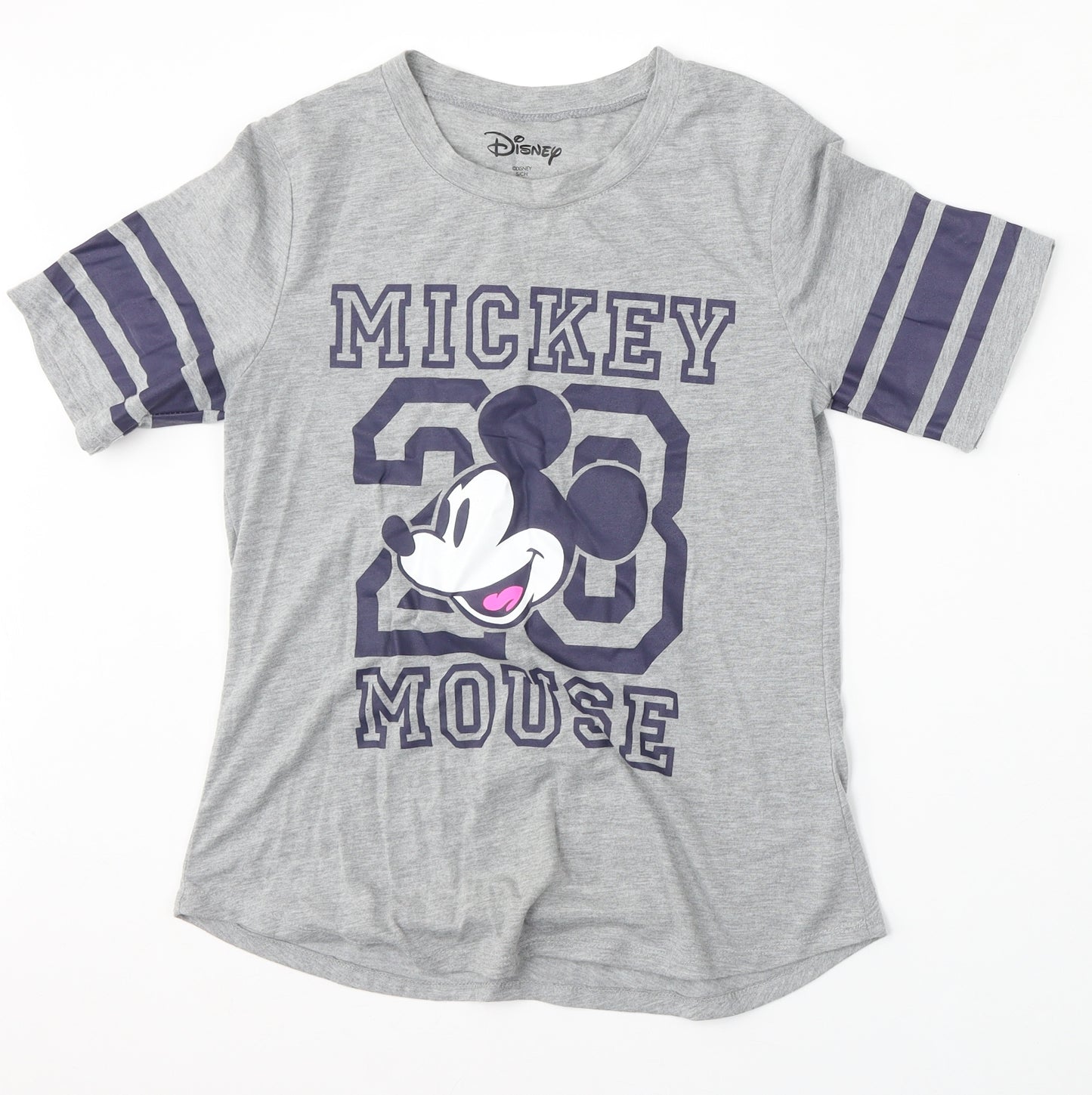 Disney Womens Grey  Polyester Basic T-Shirt Size S Round Neck - mickey mouse