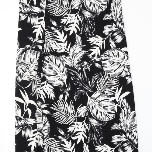 Peacocks Womens Black Floral Viscose Shift  Size 12  Round Neck