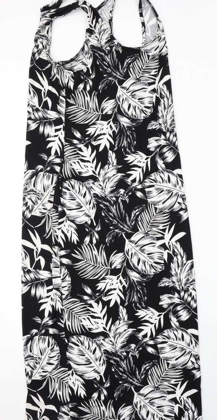 Peacocks Womens Black Floral Viscose Shift  Size 12  Round Neck