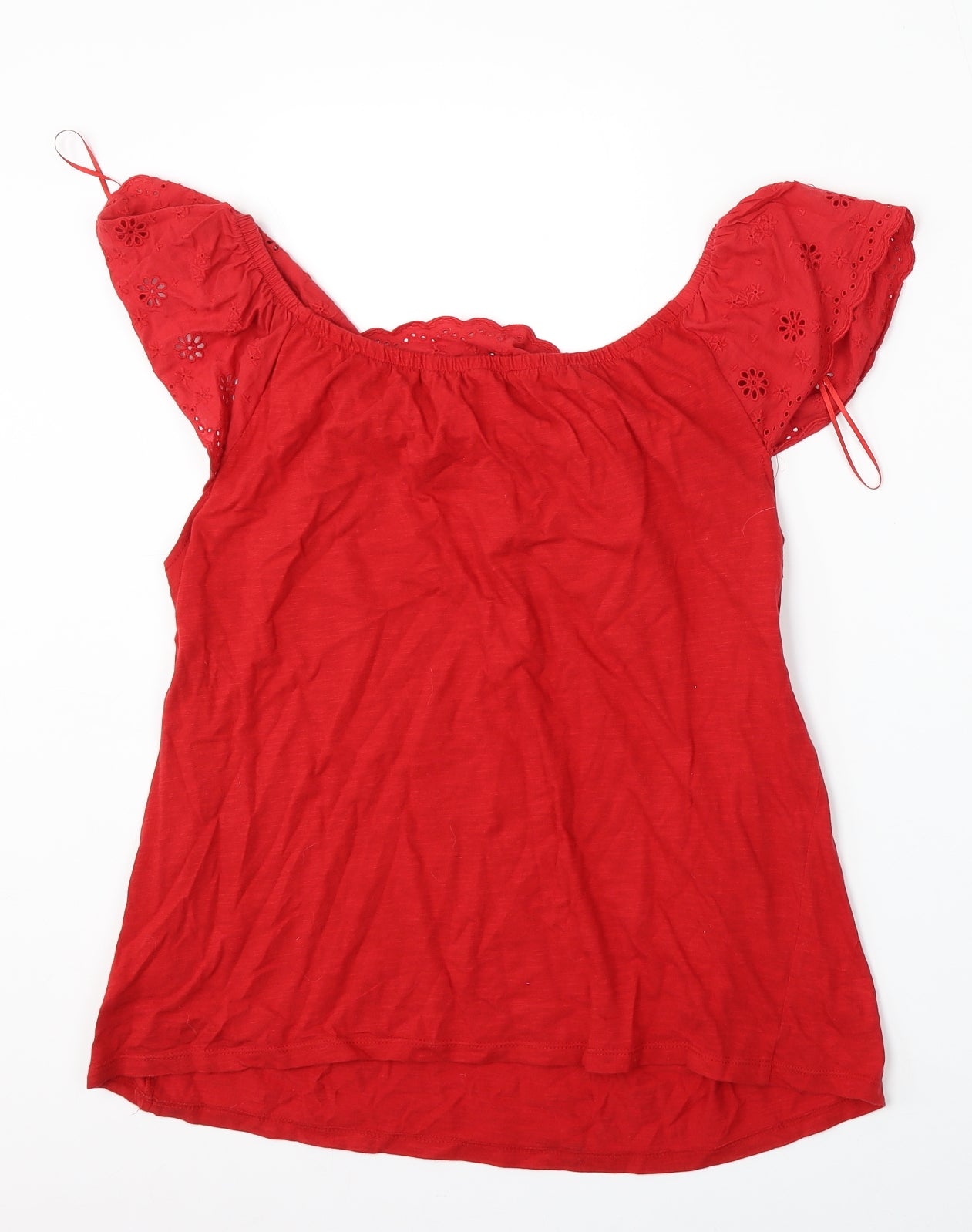 Papaya Womens Red  Cotton Basic Blouse Size 16 Round Neck
