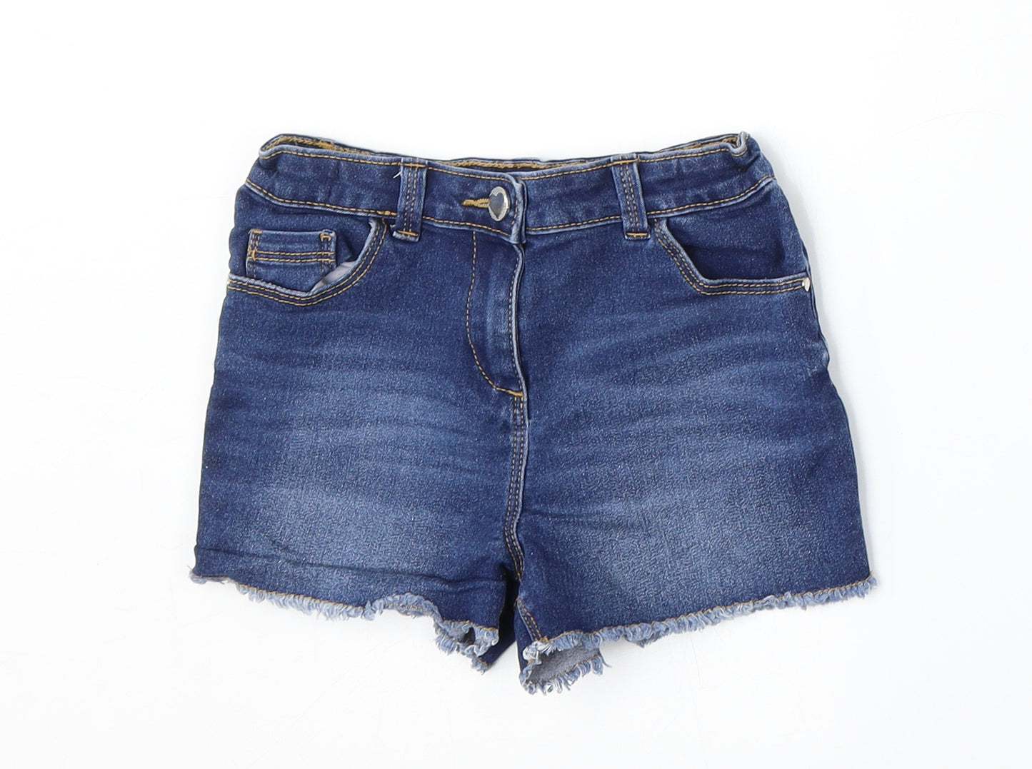 George Girls Blue  Cotton Boyfriend Shorts Size 6-7 Years  Regular