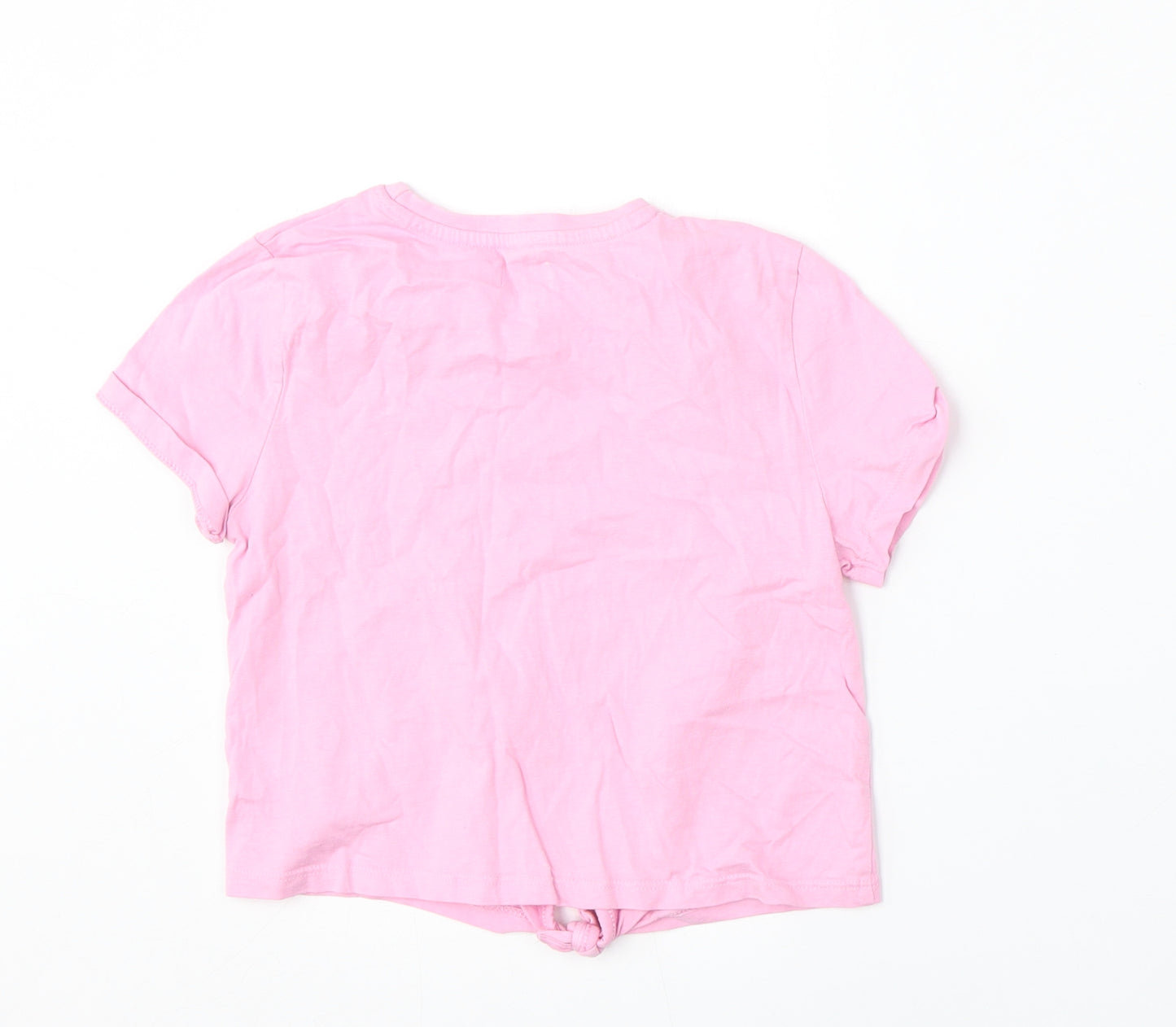 F&F Girls Pink  Cotton Basic T-Shirt Size 6-7 Years Round Neck