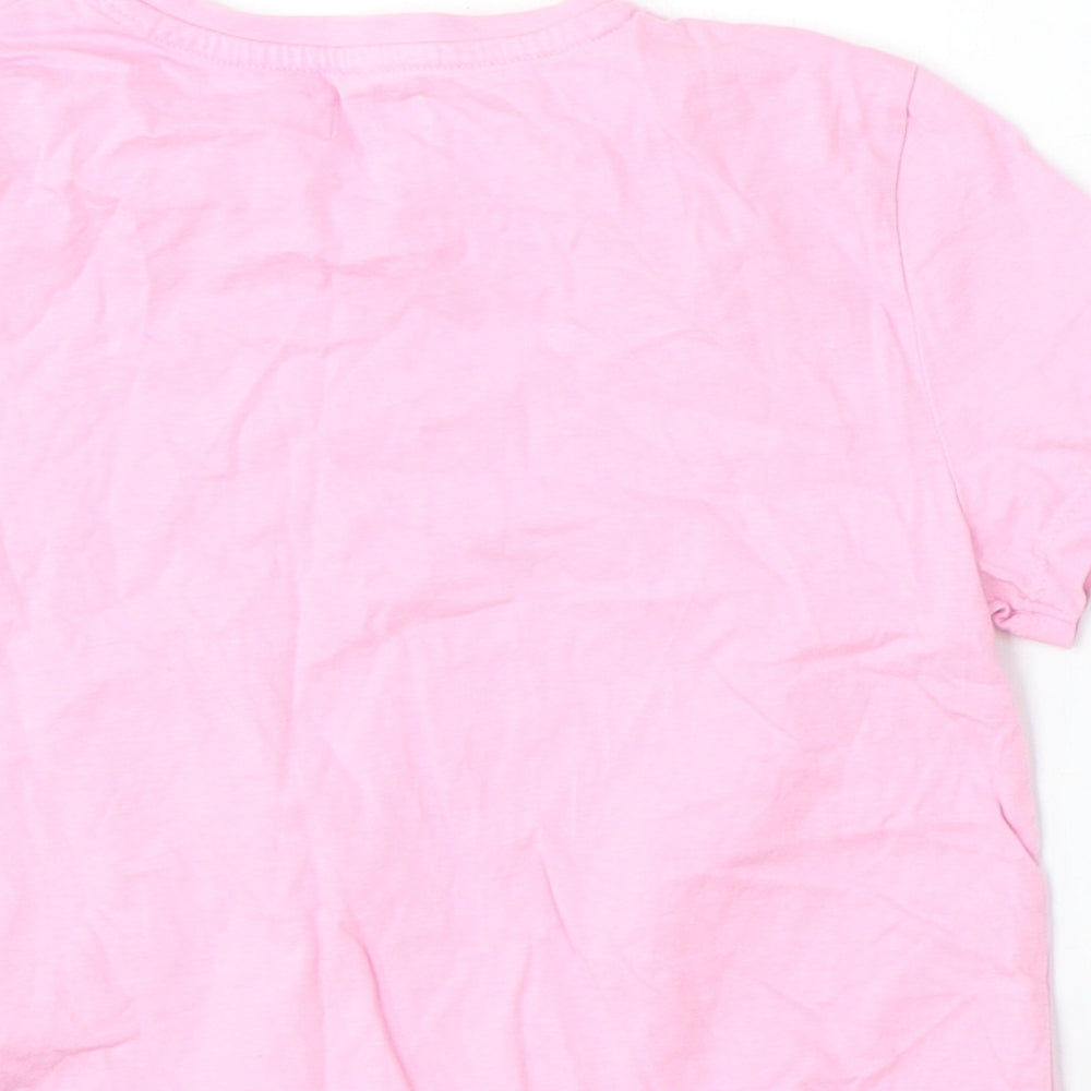F&F Girls Pink  Cotton Basic T-Shirt Size 6-7 Years Round Neck