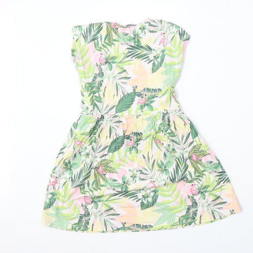 George Girls Multicoloured Floral Cotton Skater Dress  Size 6-7 Years  Round Neck
