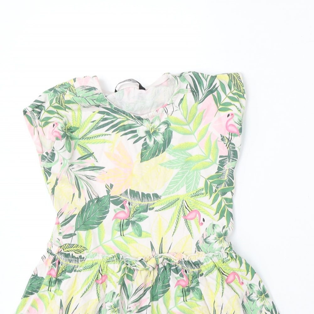 George Girls Multicoloured Floral Cotton Skater Dress  Size 6-7 Years  Round Neck