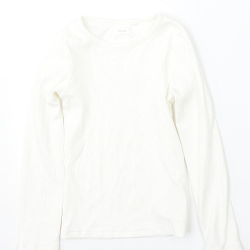 NEXT Girls White Round Neck  Cotton Pullover Jumper Size 7 Years