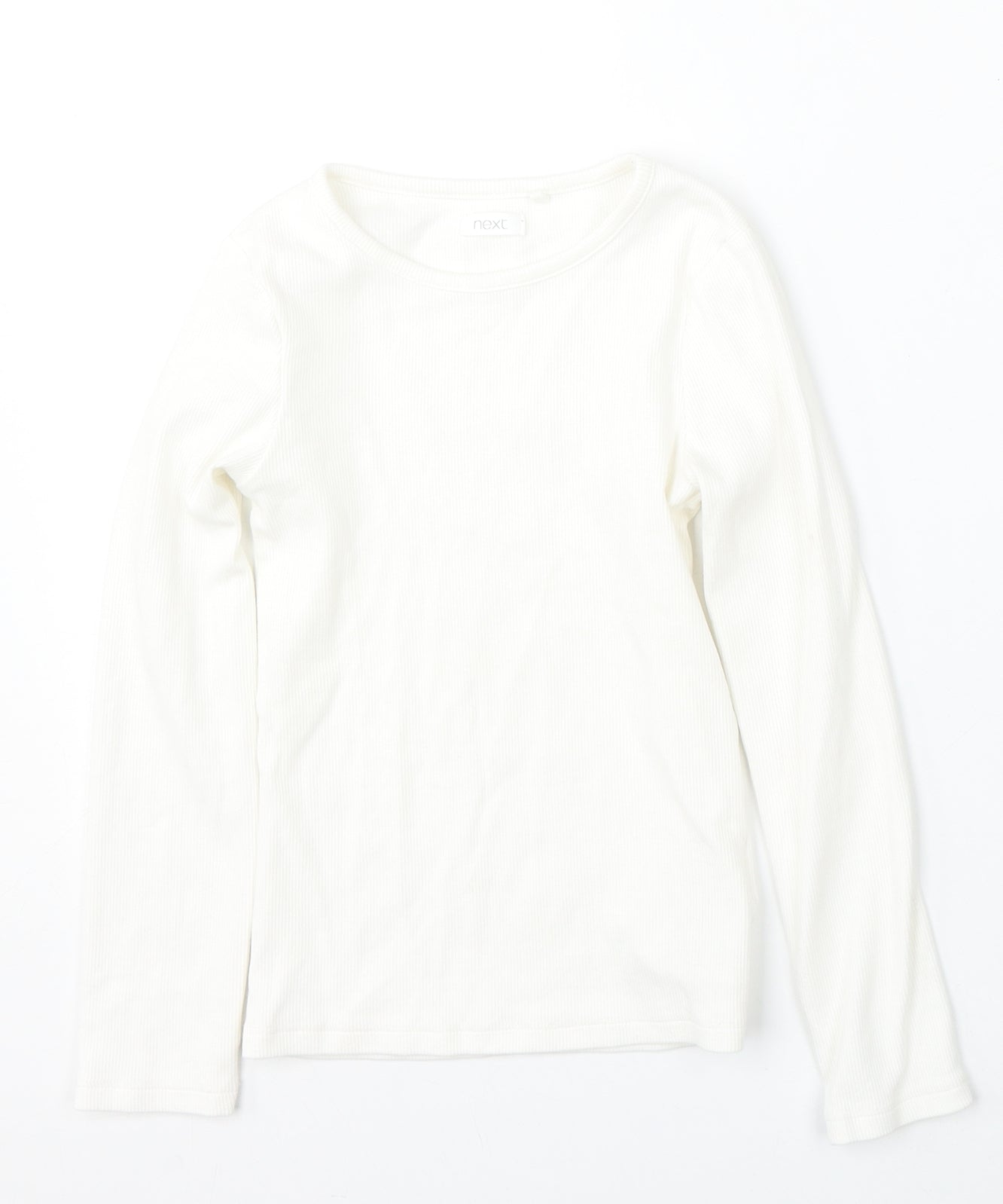 NEXT Girls White Round Neck  Cotton Pullover Jumper Size 7 Years