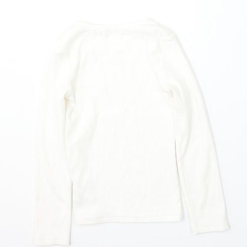 NEXT Girls White Round Neck  Cotton Pullover Jumper Size 7 Years