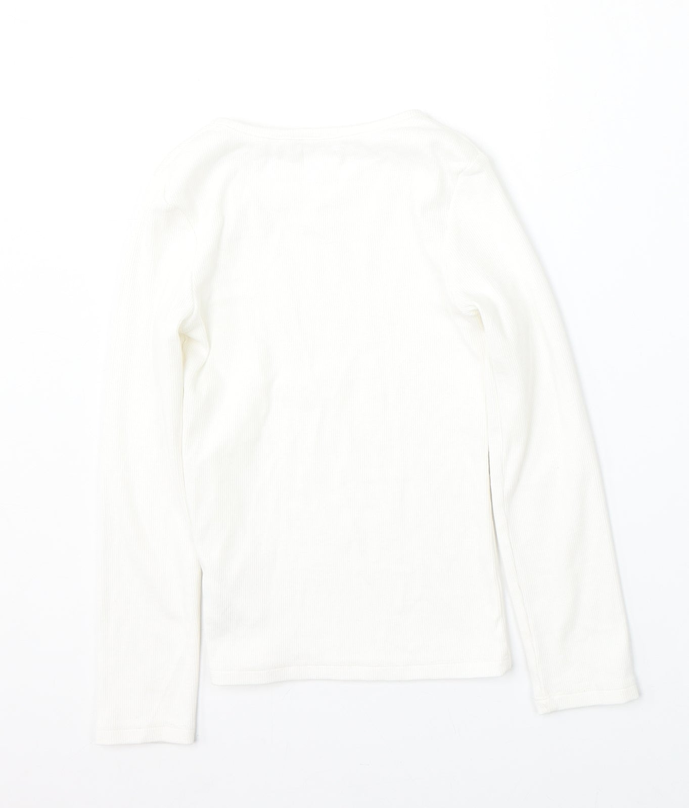 NEXT Girls White Round Neck  Cotton Pullover Jumper Size 7 Years