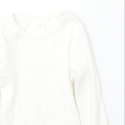 NEXT Girls White Round Neck  Cotton Pullover Jumper Size 7 Years