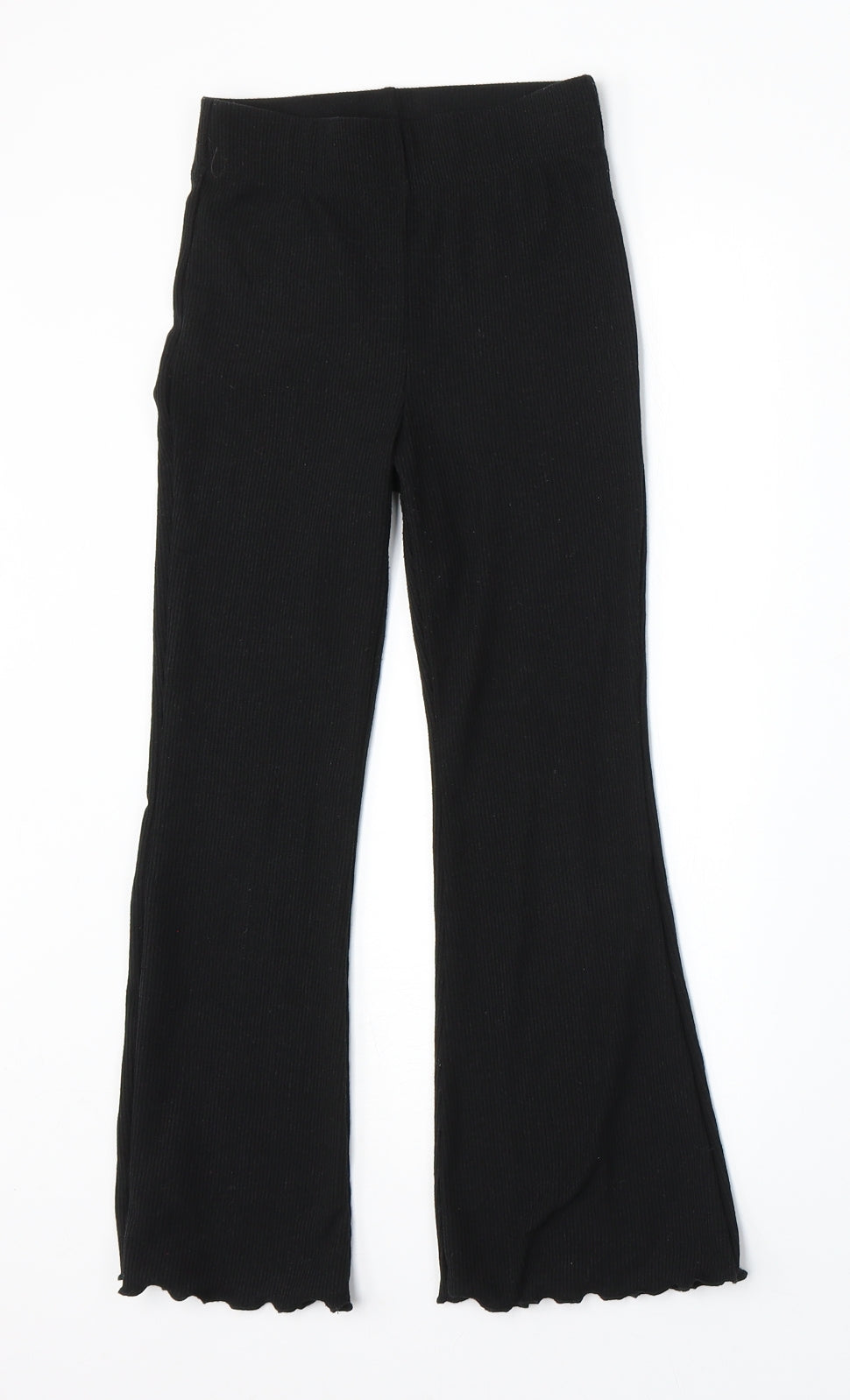 Jeff&Co Girls Black  Polyester Jogger Trousers Size 7-8 Years  Regular  - Flared