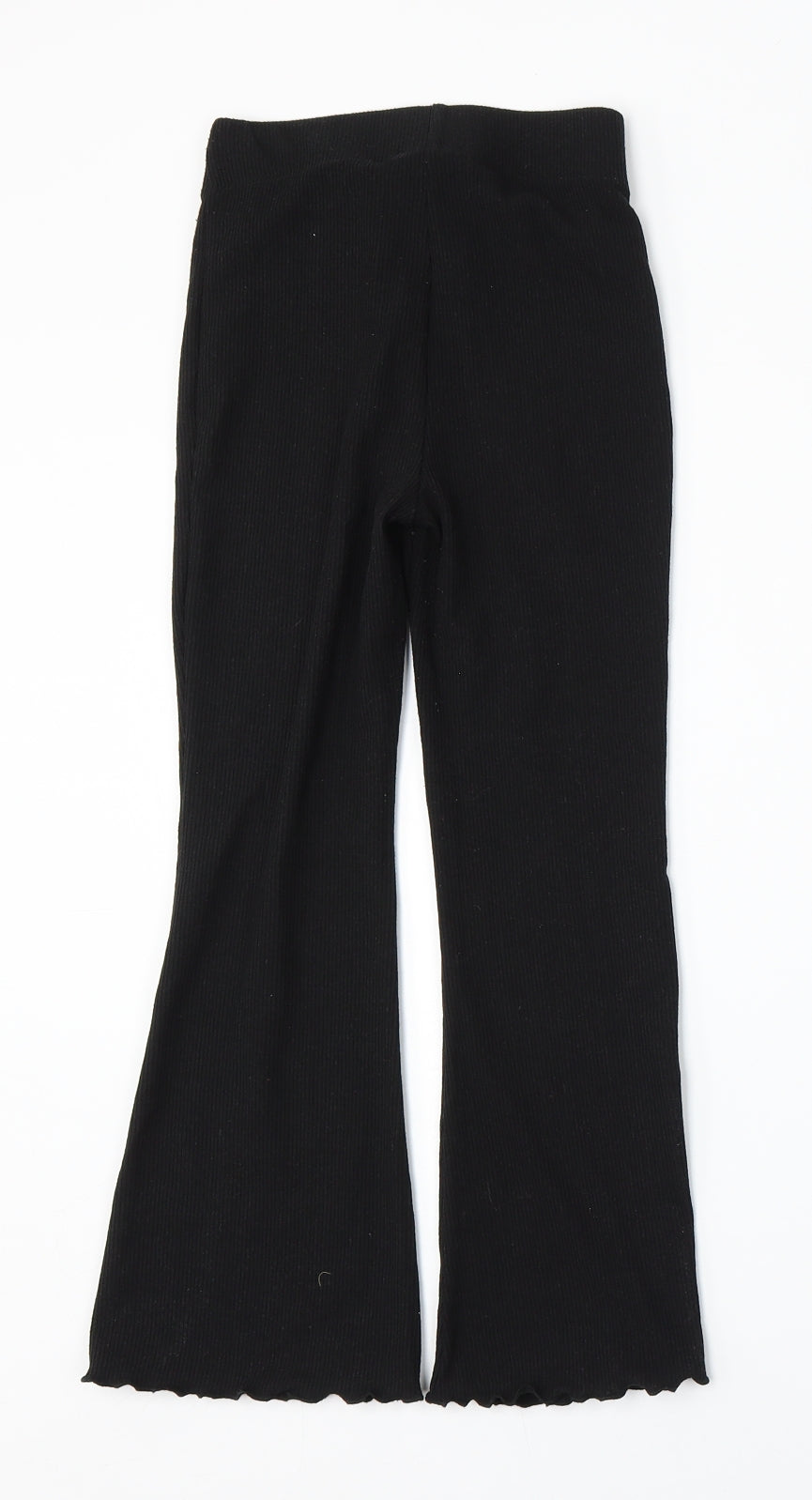 Jeff&Co Girls Black  Polyester Jogger Trousers Size 7-8 Years  Regular  - Flared