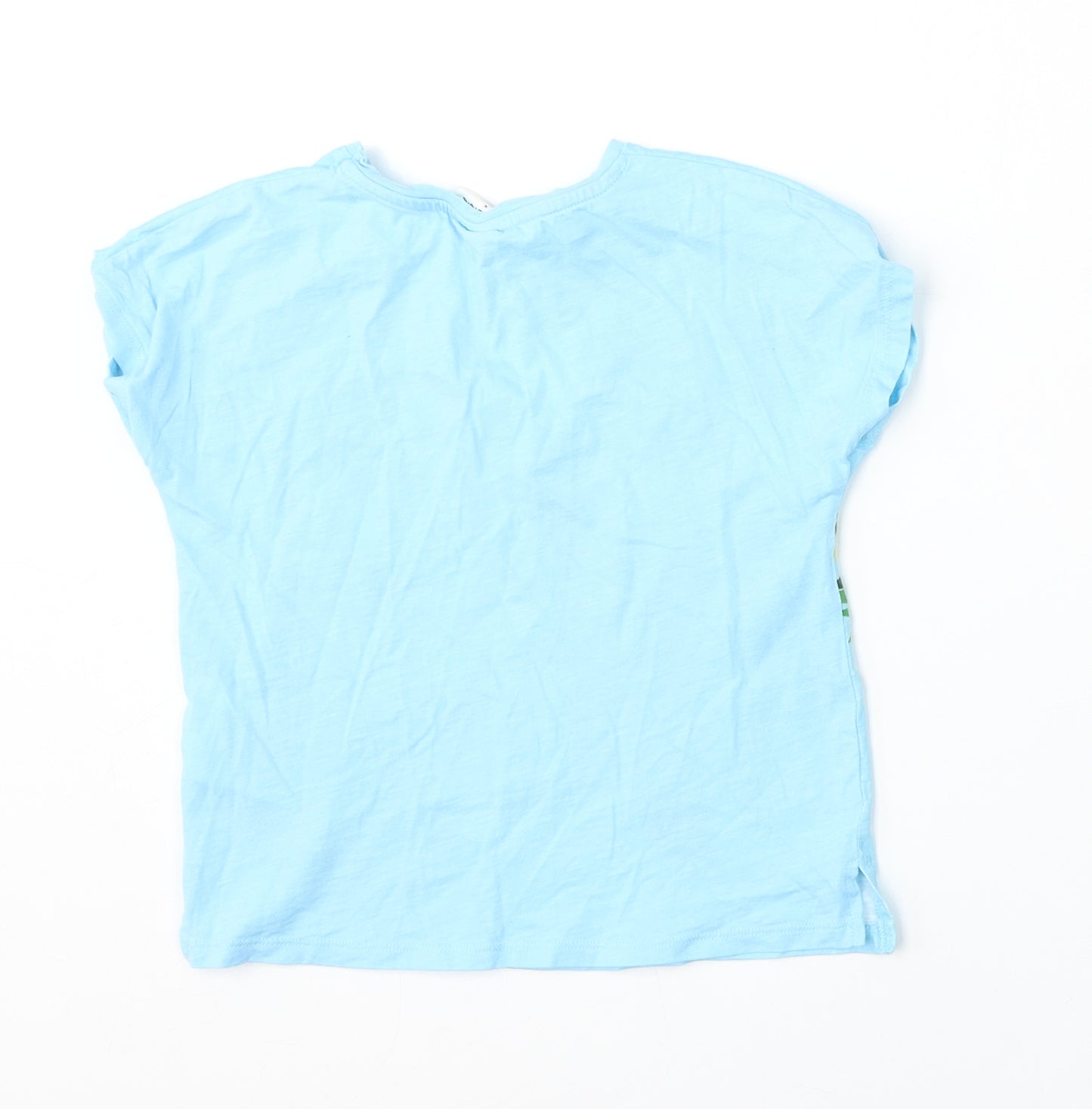 H&M Girls Blue  Cotton Basic T-Shirt Size 5-6 Years Round Neck
