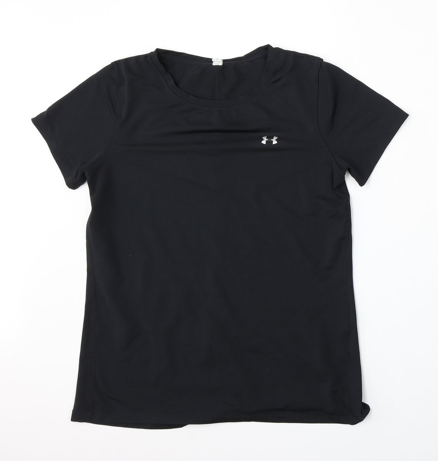Under armour Womens Black  Polyester Basic T-Shirt Size S Round Neck
