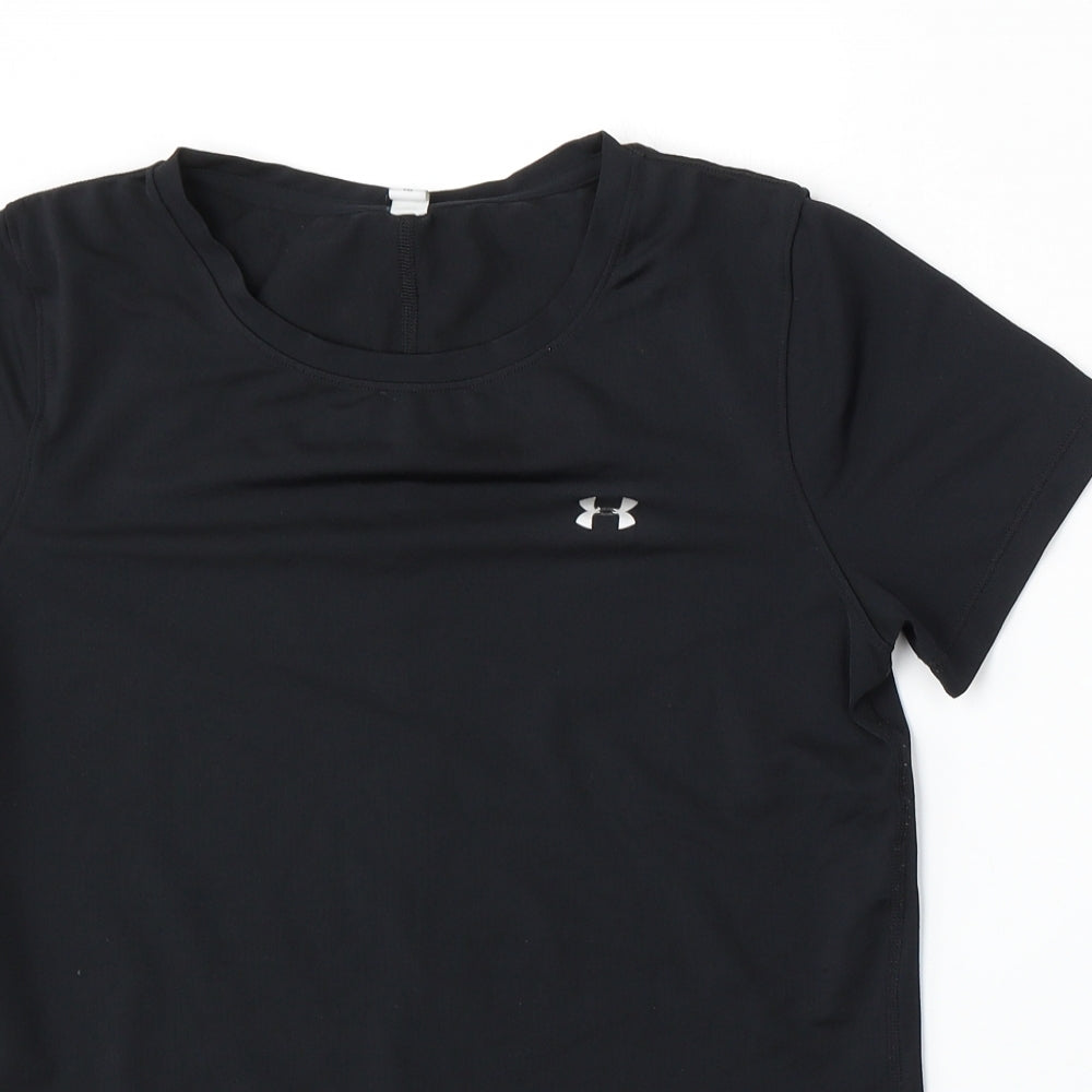 Under armour Womens Black  Polyester Basic T-Shirt Size S Round Neck