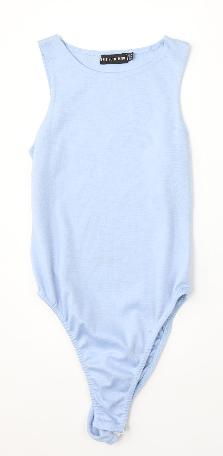 PRETTYLITTLETHING Womens Blue  Polyester Bodysuit One-Piece Size 8  Snap
