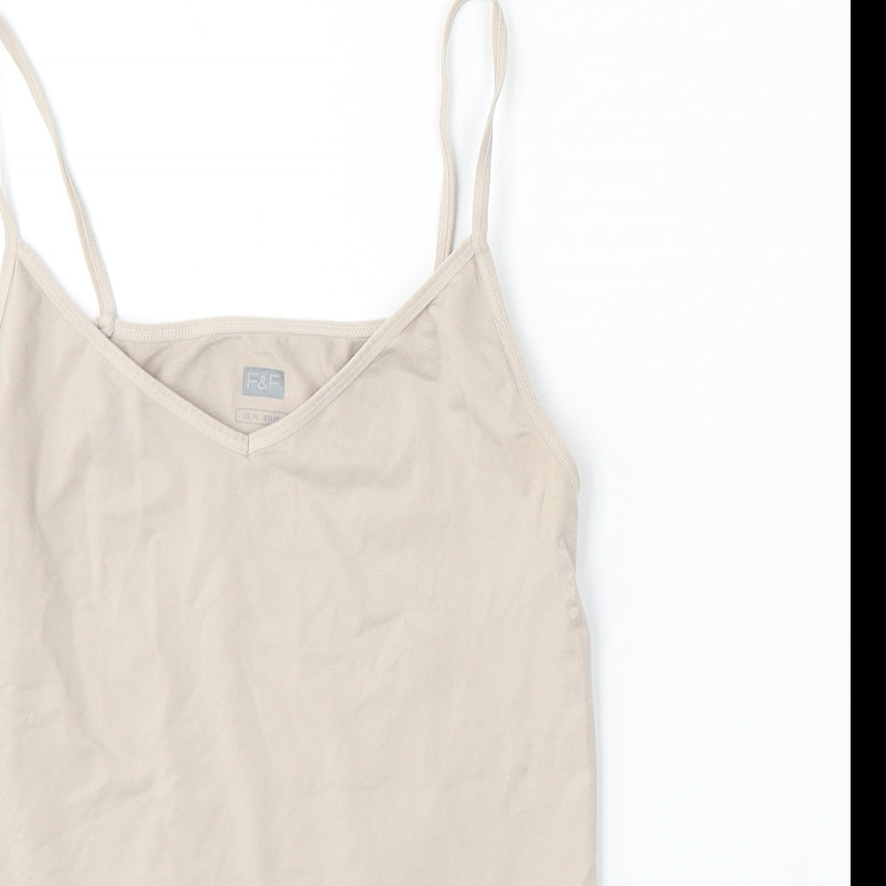 F&F Womens Beige  Polyester Camisole Tank Size M Round Neck