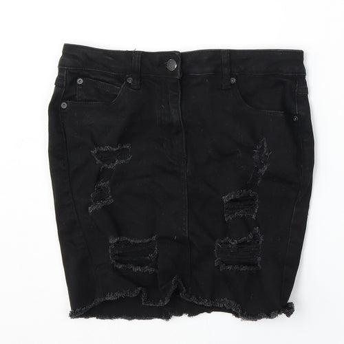 New Look Womens Black  Cotton Straight & Pencil Skirt Size 10