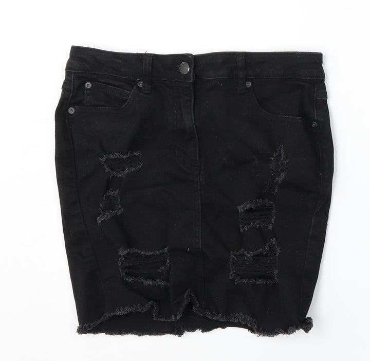 New Look Womens Black  Cotton Straight & Pencil Skirt Size 10