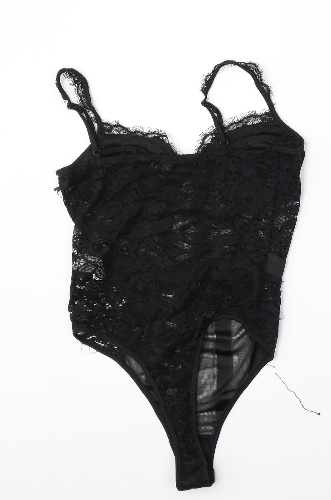 PRETTYLITTLETHING Womens Black  Polyester Bodysuit One-Piece Size 8