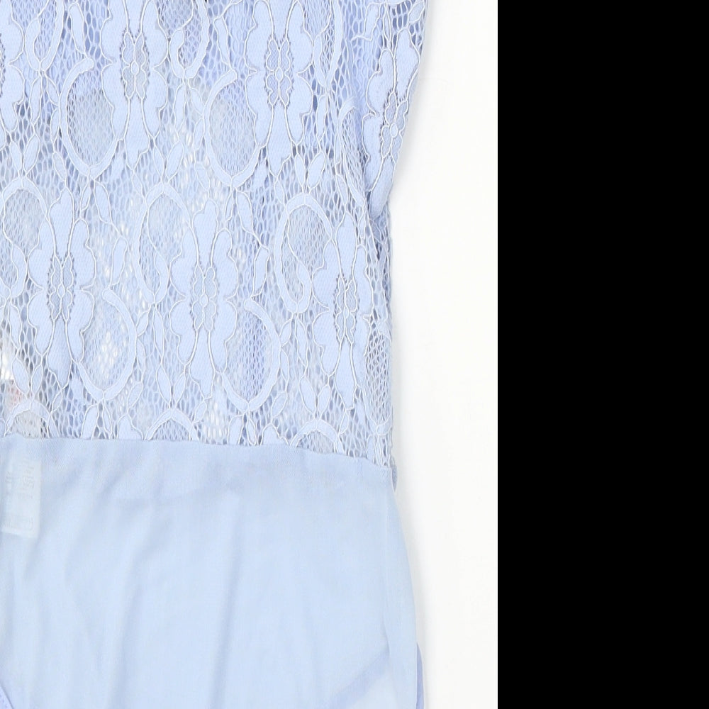 New Look Womens Blue  Polyester Bodysuit One-Piece Size 8  Snap
