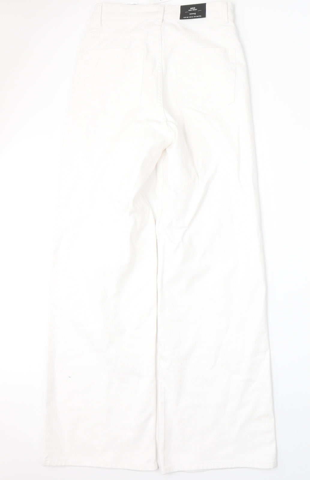Divided by H&M Womens White  Cotton Wide-Leg Jeans Size 10 L32 in Regular Button