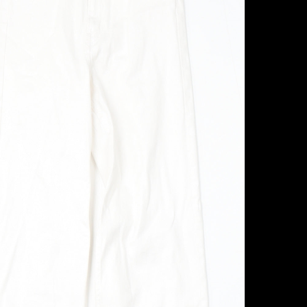 Divided by H&M Womens White  Cotton Wide-Leg Jeans Size 10 L32 in Regular Button