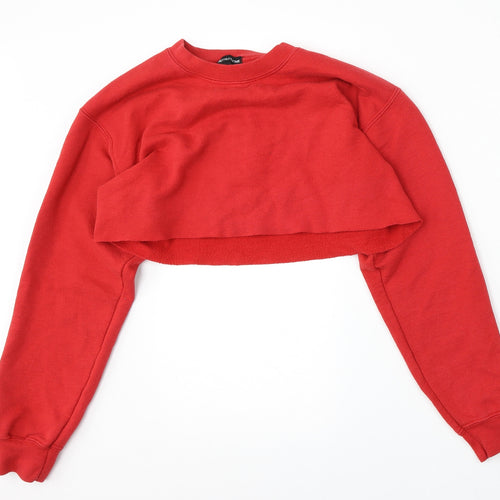 PRETTYLITTLETHING Womens Red  Polyester Pullover Sweatshirt Size S