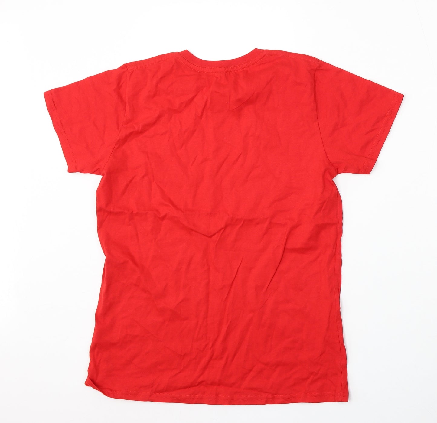 Earth Positive Womens Red  Cotton Basic T-Shirt Size M Round Neck - 2005