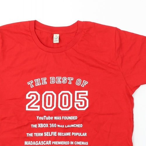 Earth Positive Womens Red  Cotton Basic T-Shirt Size M Round Neck - 2005