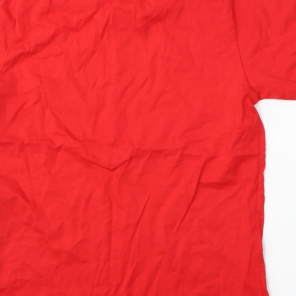 Earth Positive Womens Red  Cotton Basic T-Shirt Size M Round Neck - 2005
