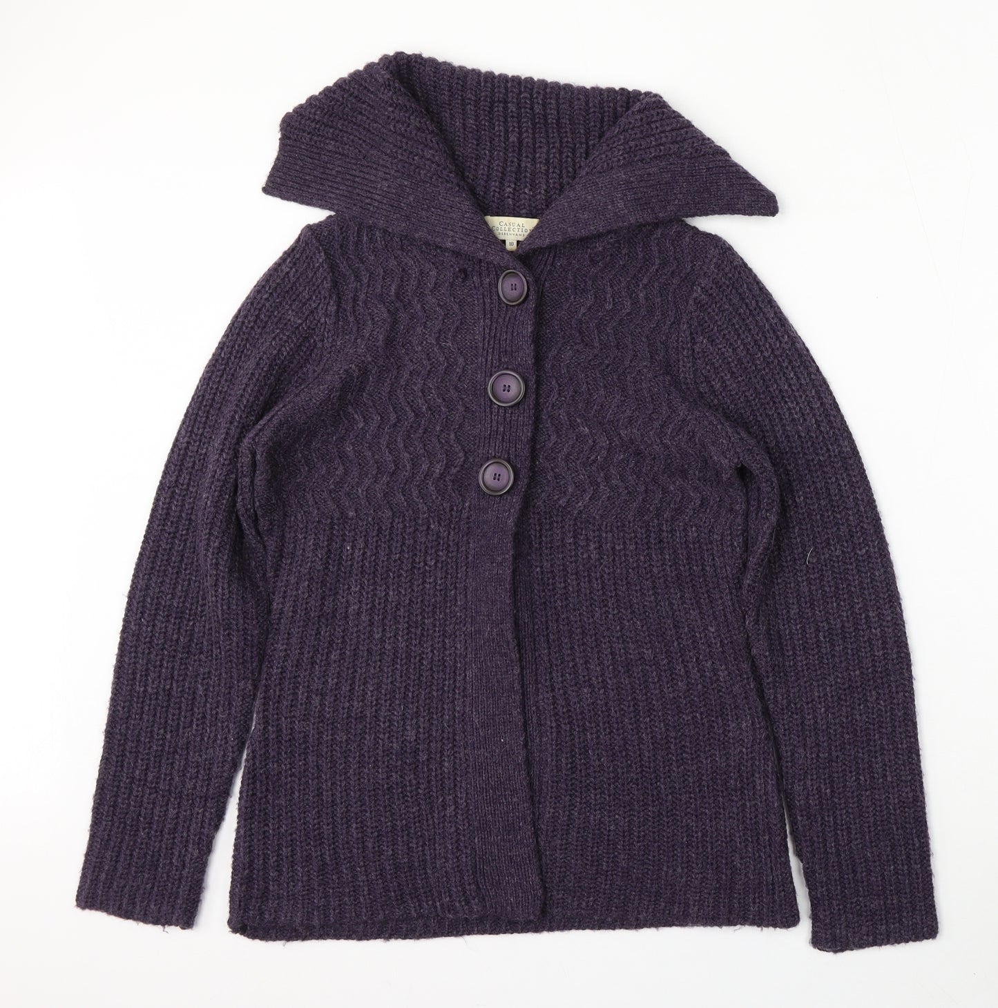 Debenhams Womens Purple Round Neck  Acrylic Cardigan Jumper Size 10