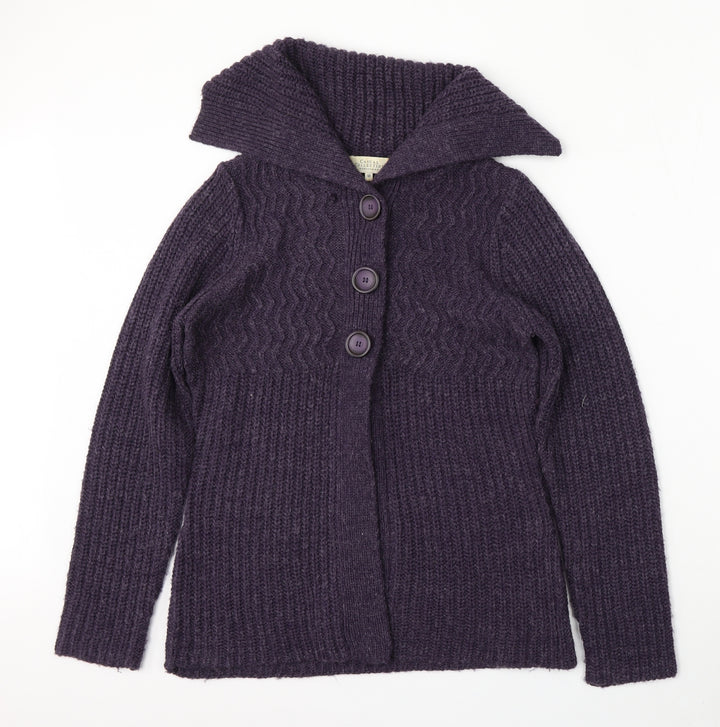 Debenhams Womens Purple Round Neck  Acrylic Cardigan Jumper Size 10