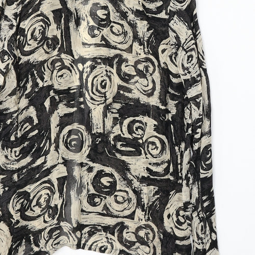 OffShore Womens Black Geometric Viscose Basic Button-Up Size S Collared