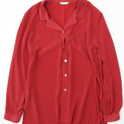 George Womens Red  Polyester Basic Button-Up Size 10 Collared