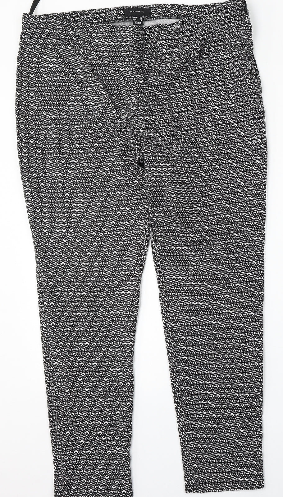 Atmosphere Womens Black Geometric Viscose Trousers  Size 20 L29 in Regular