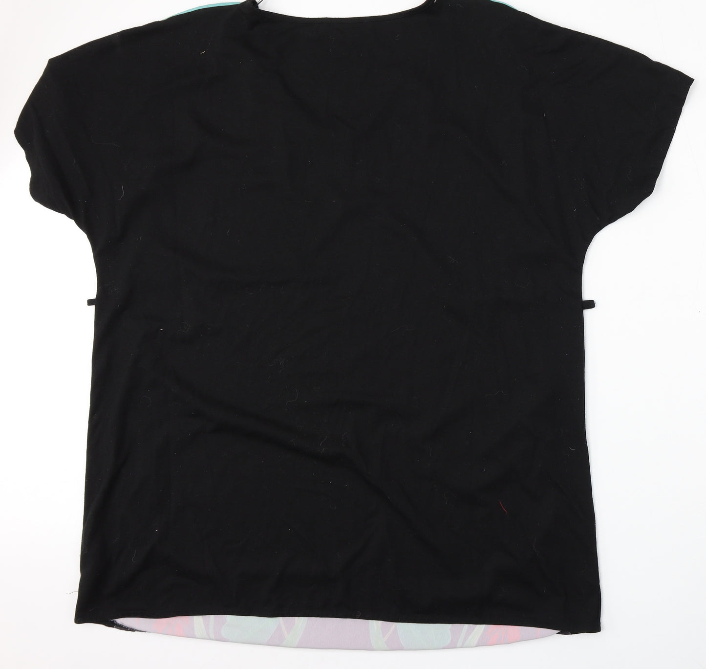 George Womens Black Geometric Polyester Basic T-Shirt Size 20 Round Neck