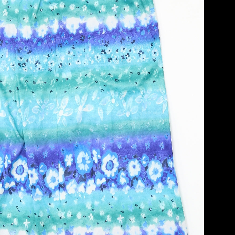 Compliments Womens Blue Floral Polyester Trapeze & Swing  Size 16  Square Neck