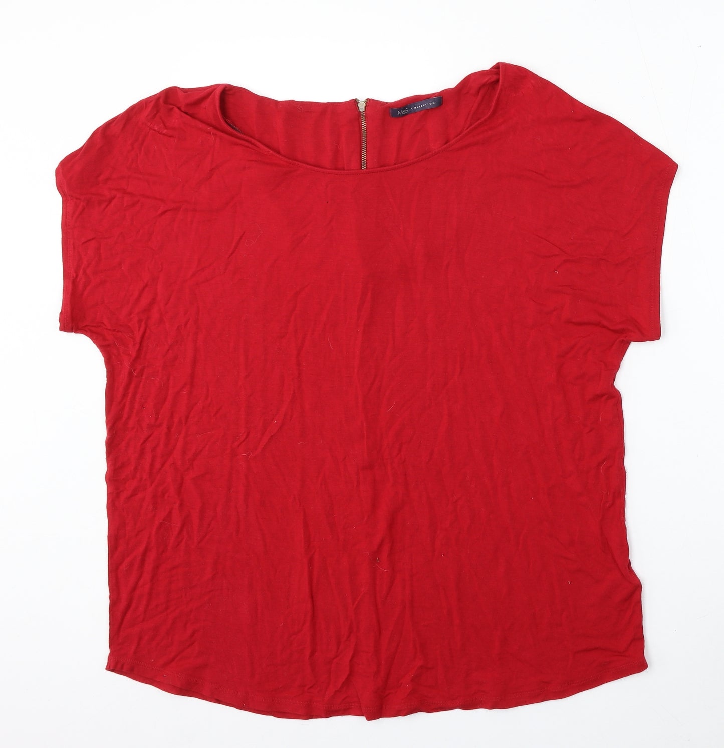 Marks and Spencer Womens Red  Viscose Basic T-Shirt Size 22 Round Neck