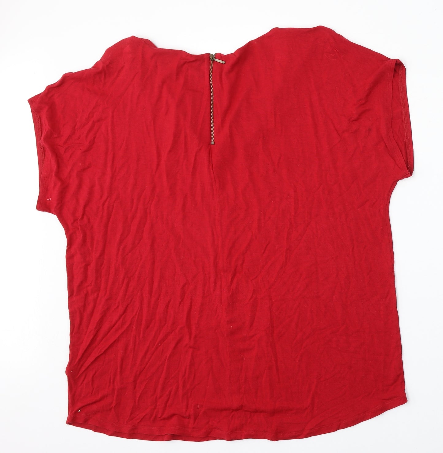 Marks and Spencer Womens Red  Viscose Basic T-Shirt Size 22 Round Neck