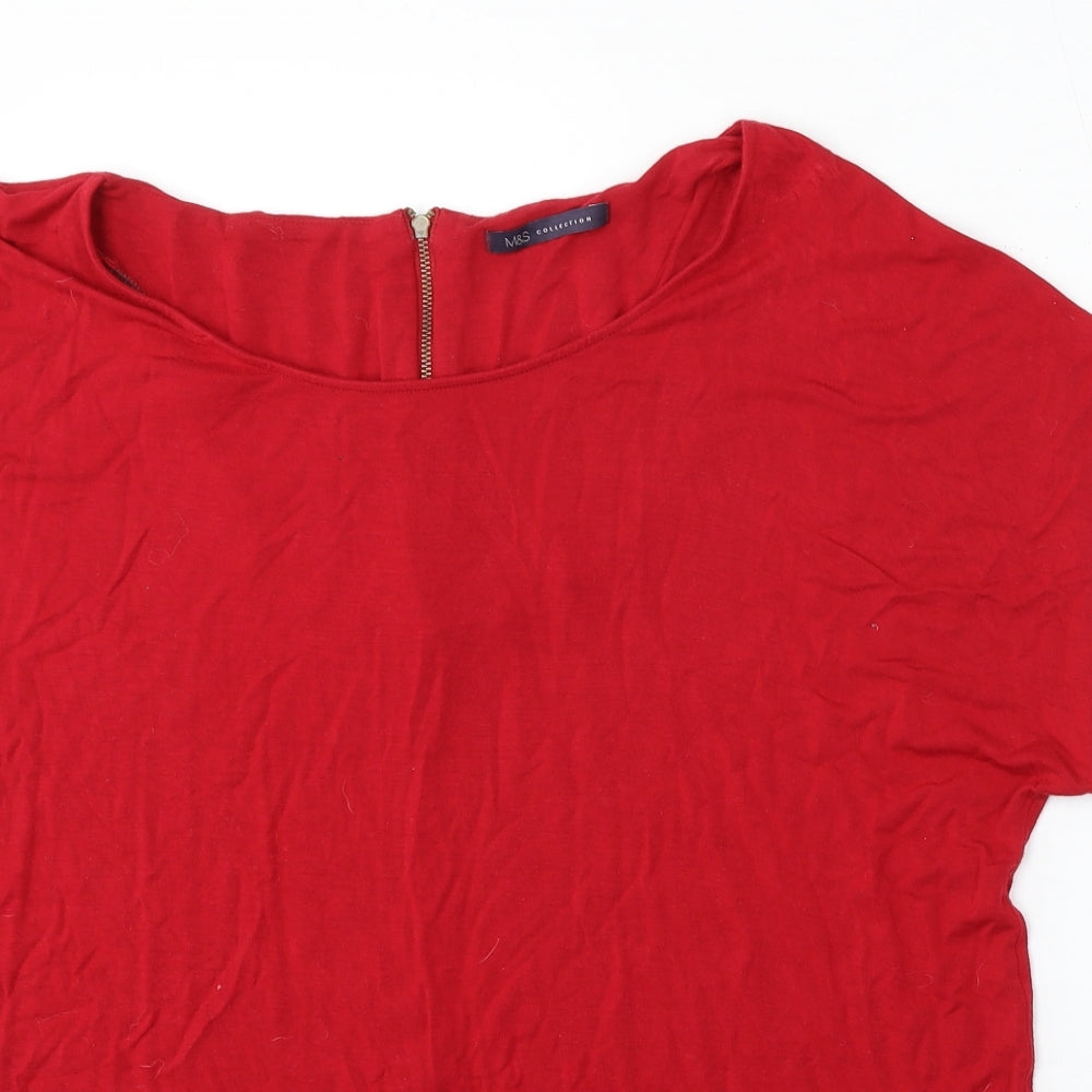 Marks and Spencer Womens Red  Viscose Basic T-Shirt Size 22 Round Neck