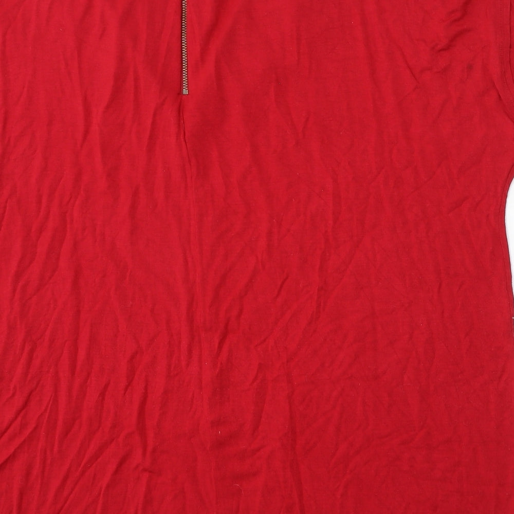 Marks and Spencer Womens Red  Viscose Basic T-Shirt Size 22 Round Neck
