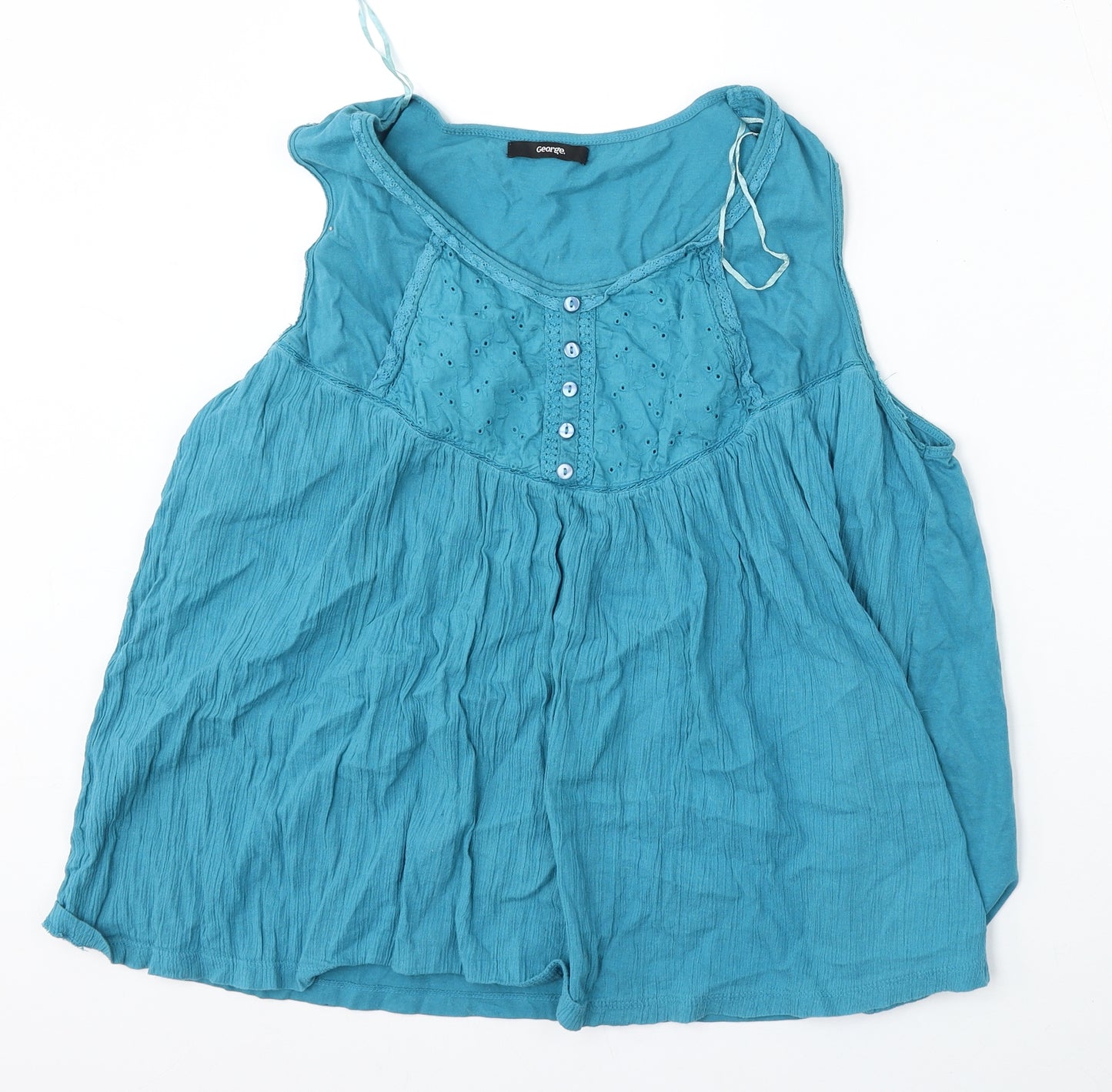 George Womens Blue  Cotton Basic Blouse Size 22 Round Neck