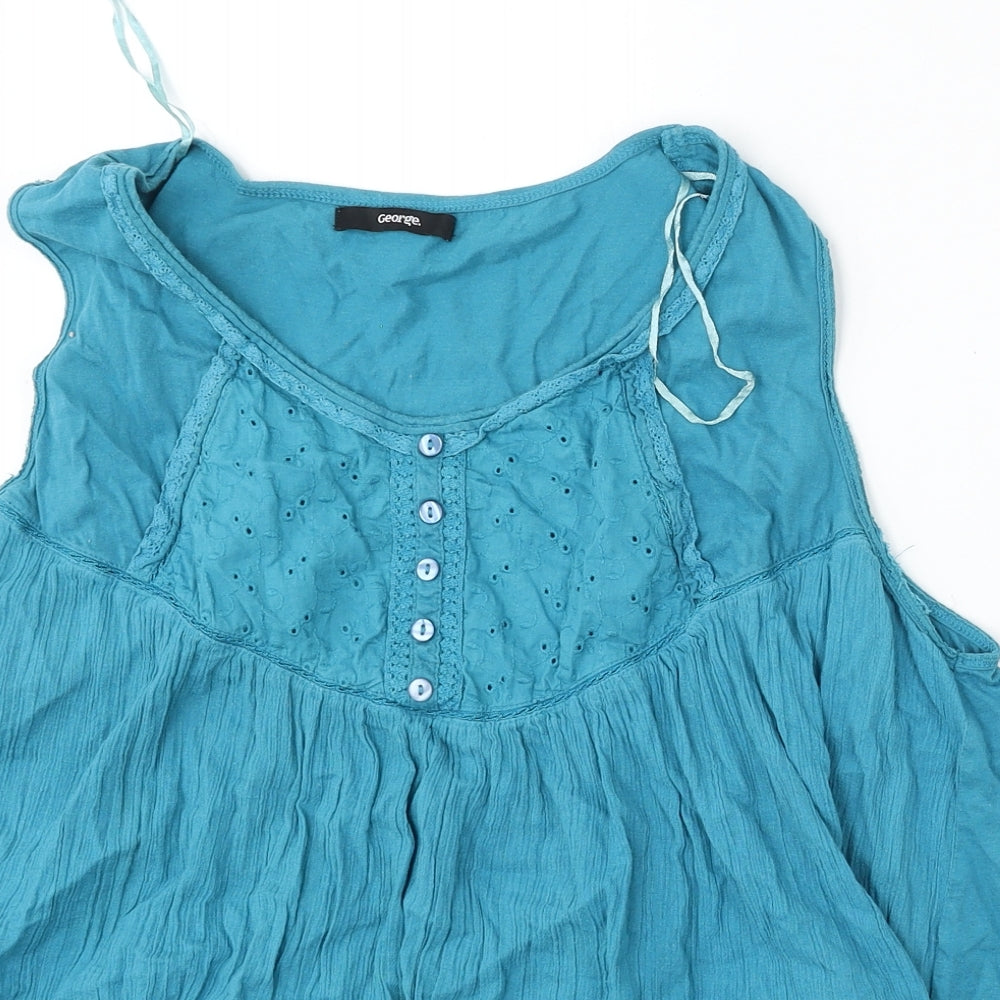 George Womens Blue  Cotton Basic Blouse Size 22 Round Neck