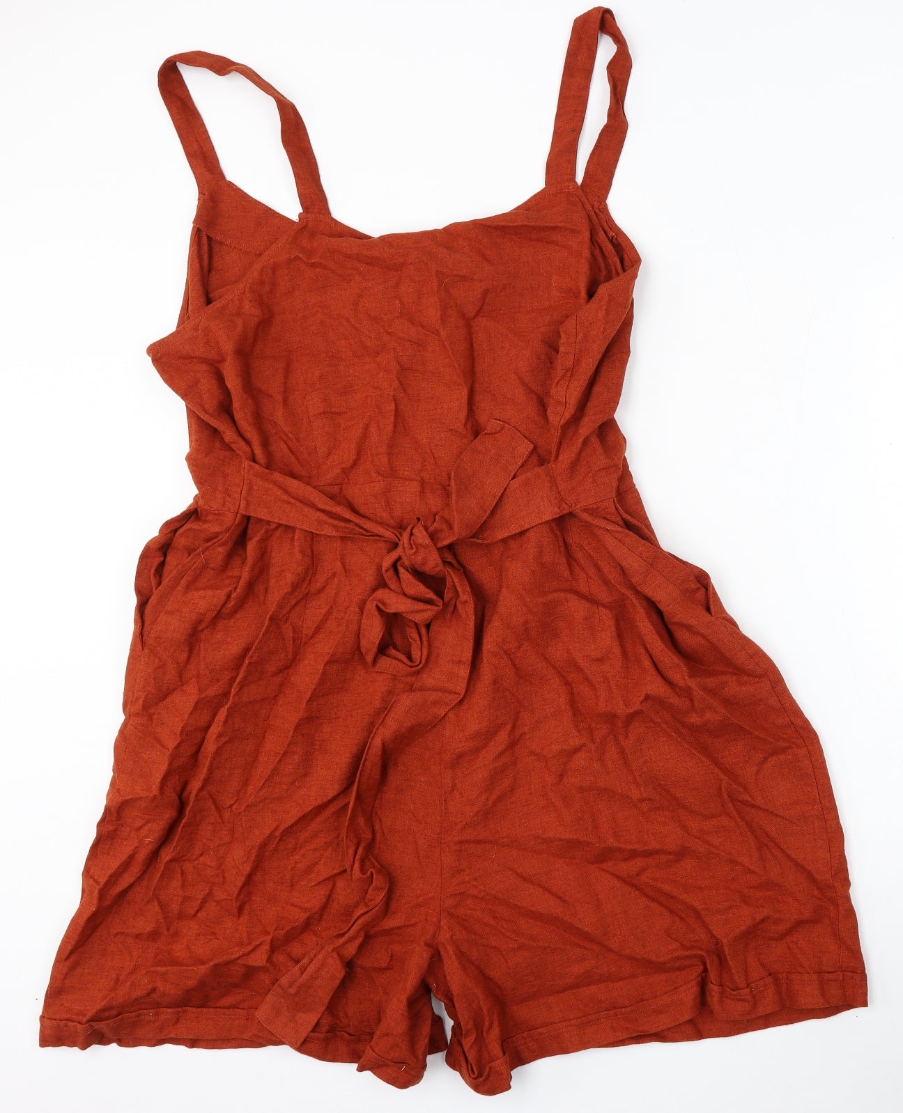 George Womens Red  Linen Playsuit One-Piece Size 24