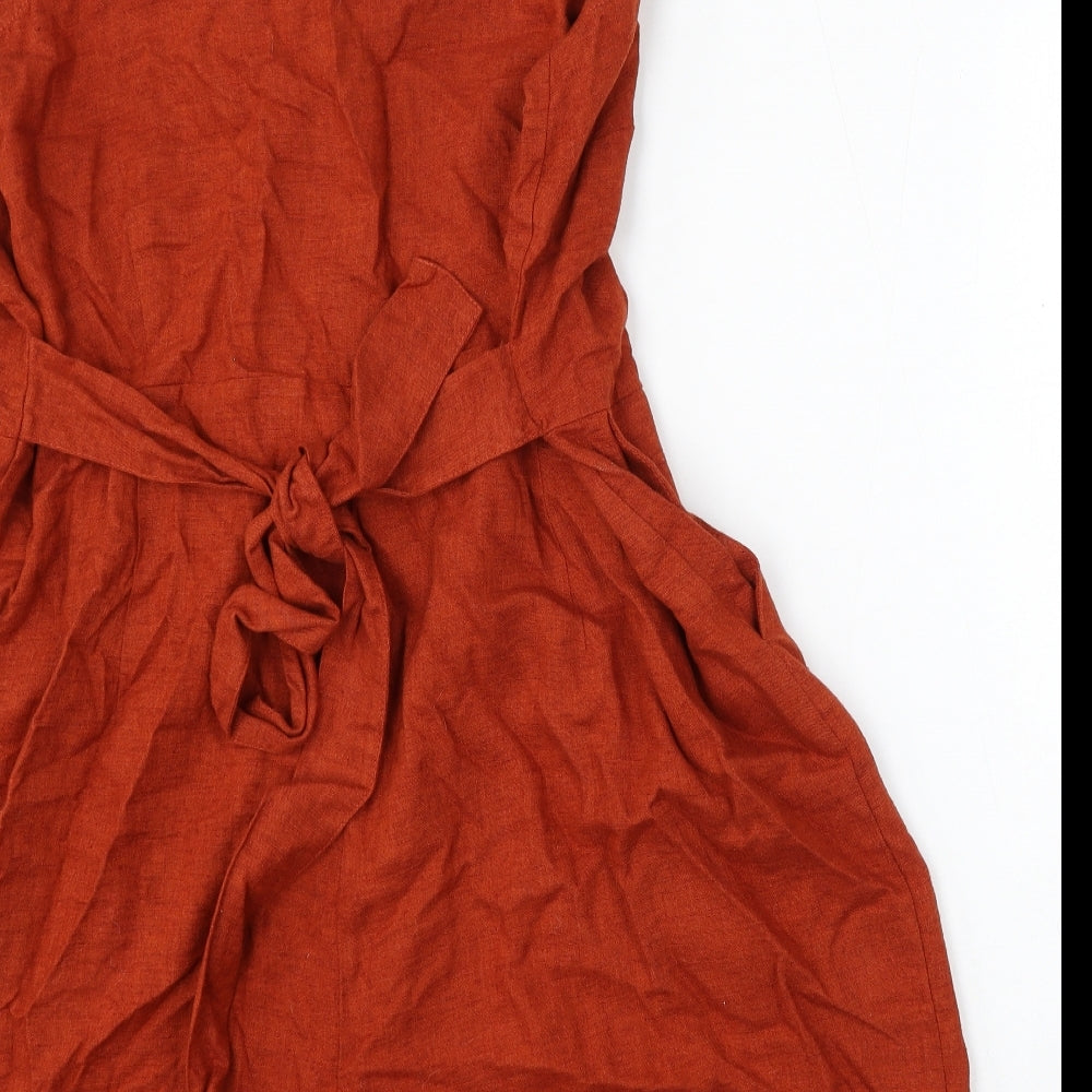 George Womens Red  Linen Playsuit One-Piece Size 24