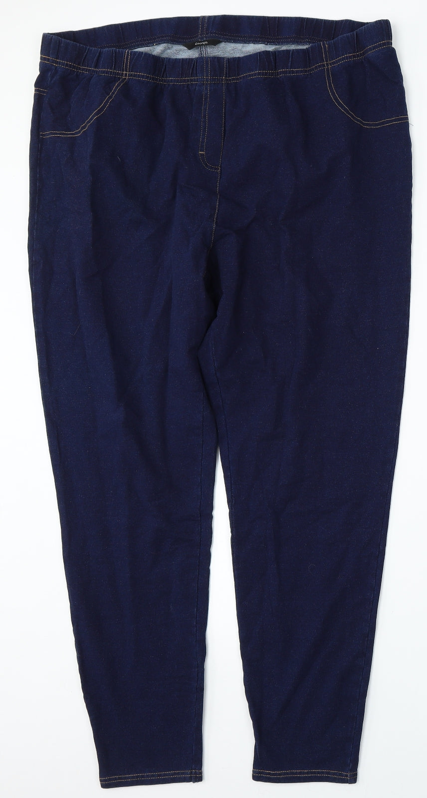 George Womens Blue  Cotton Straight Jeans Size 20 L29 in Regular