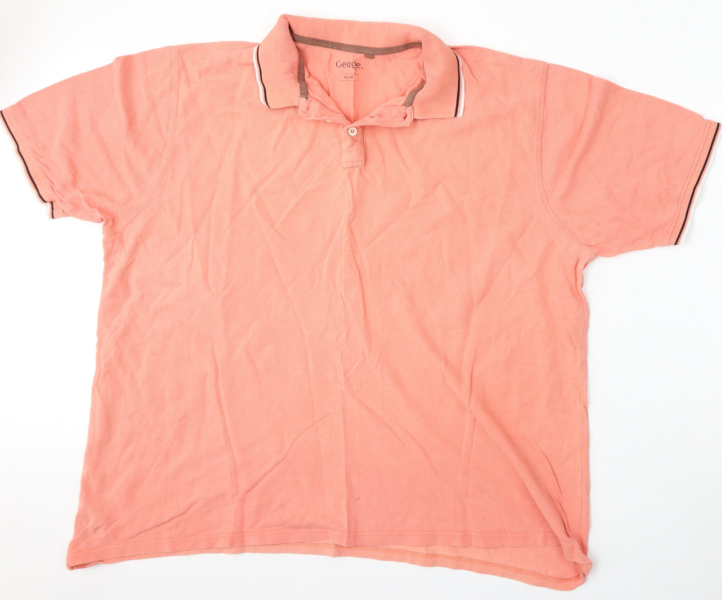 George Mens Pink  Cotton  Polo Size 2XL Collared