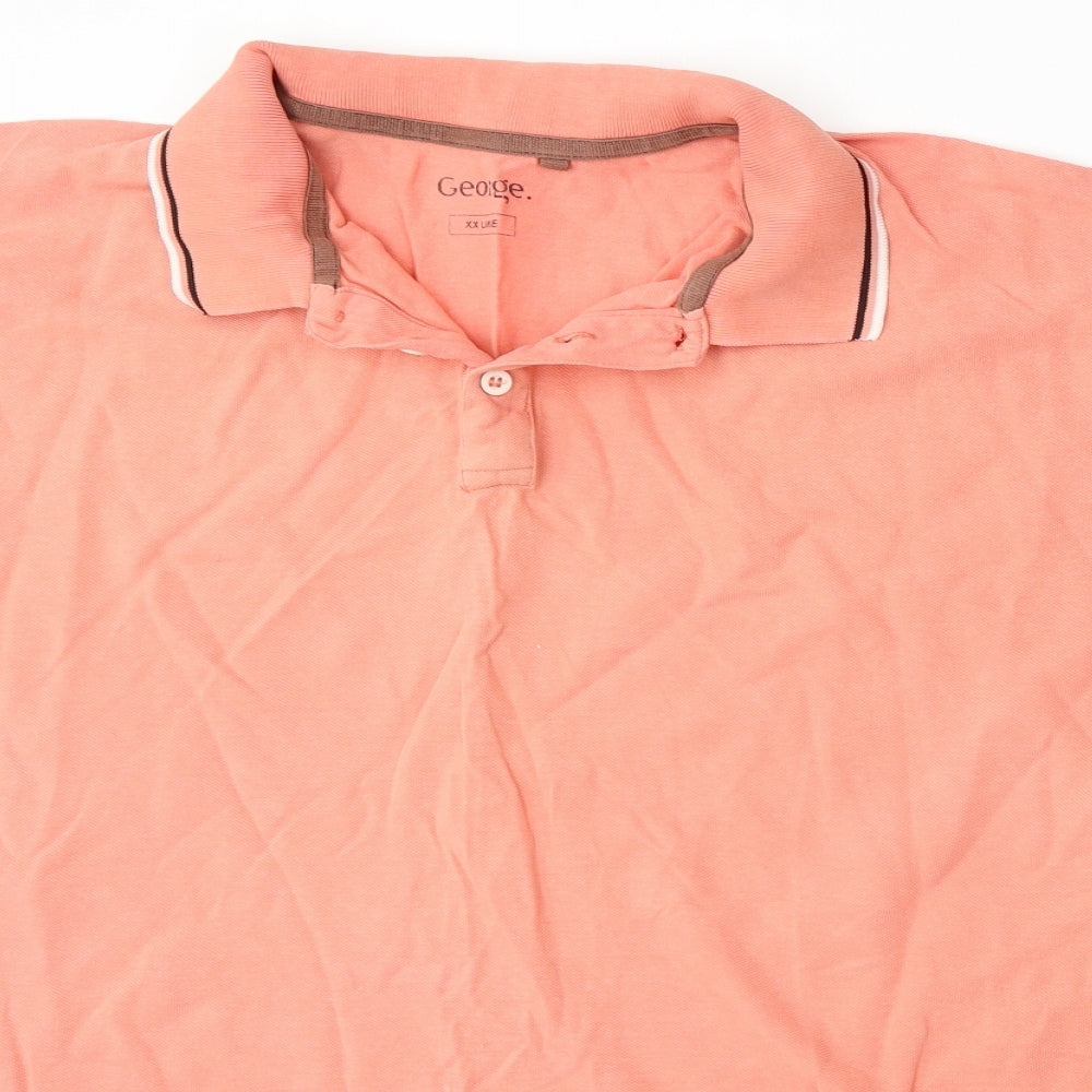 George Mens Pink  Cotton  Polo Size 2XL Collared